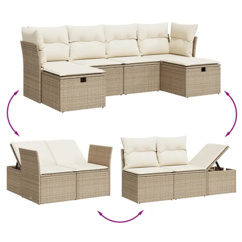 Loungetuinset van gepoedercoat staal met beige materiaal en grote afmetingen - Tuinsets
