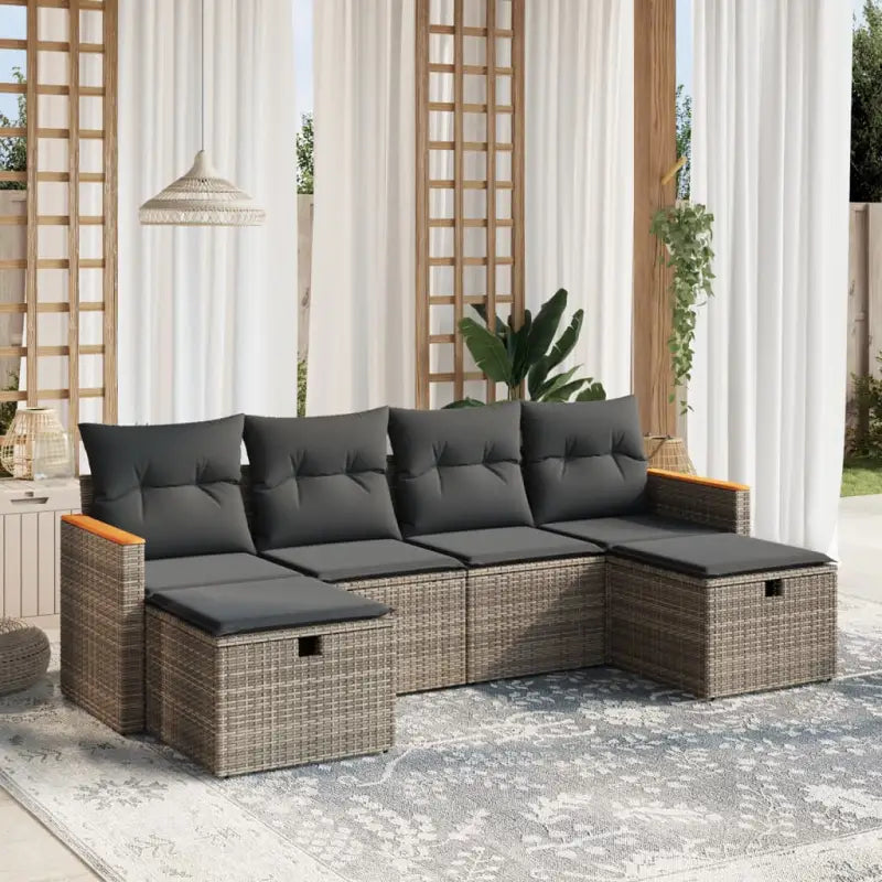 Loungetuinset van gepoedercoat staal met beige materiaal en grote afmetingen - Grijs / zonder opbergruimte - Tuinsets