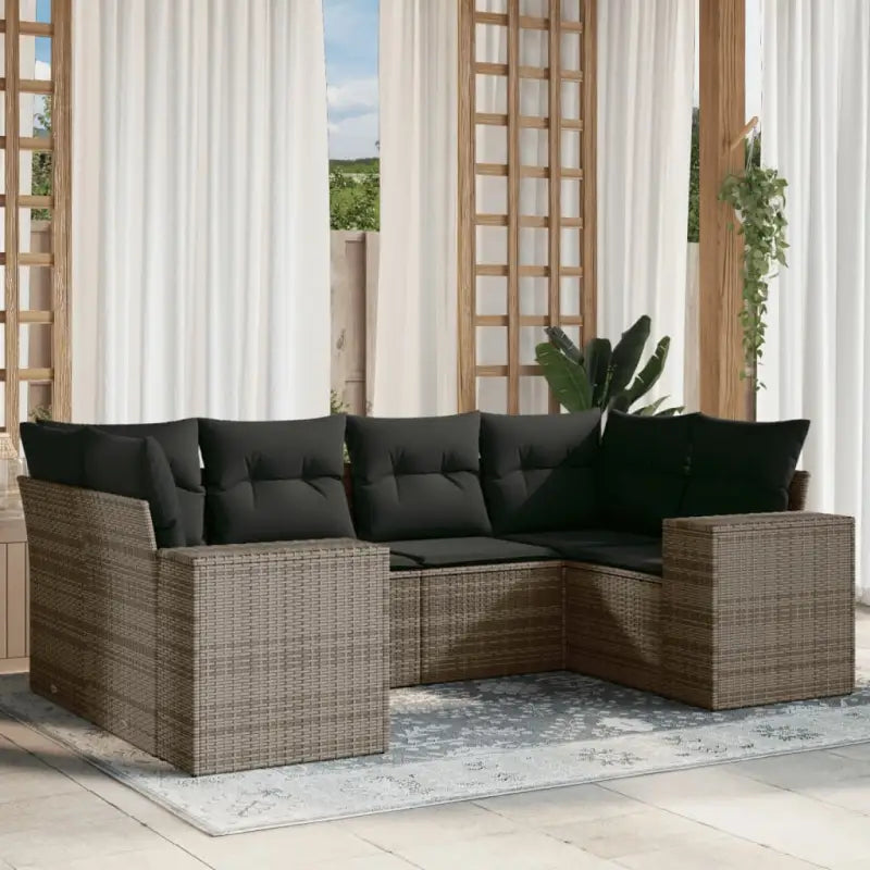 Loungetuinset van gepoedercoat staal met grijs materiaal voor terras - Grijs - Tuinsets