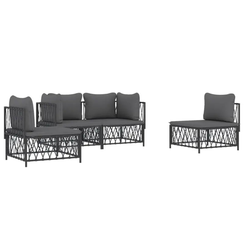 Loungetuinset van geweven stof met antraciet materiaal en gepoedercoat staal - Tuinsets