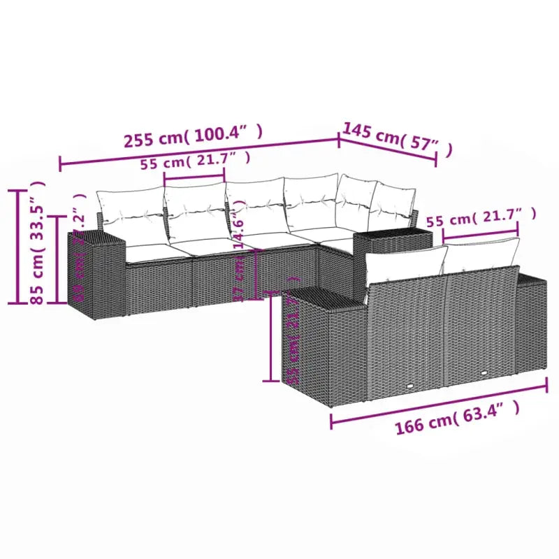Loungetuinset van grijs gepoedercoat staal met comfortabele afmetingen - Tuinsets