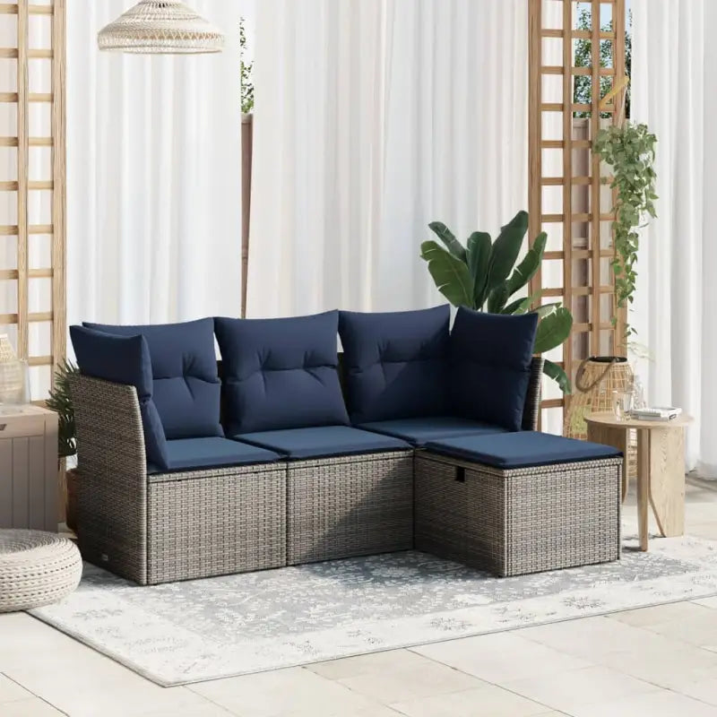 Loungetuinset van grijs materiaal met gepoedercoat staal afmetingen - Grijs / zonder opbergruimte - Tuinsets
