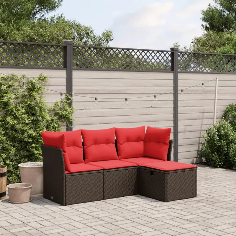 Loungetuinset van grijs materiaal met gepoedercoat staal afmetingen - Bruin / zonder opbergruimte - Tuinsets