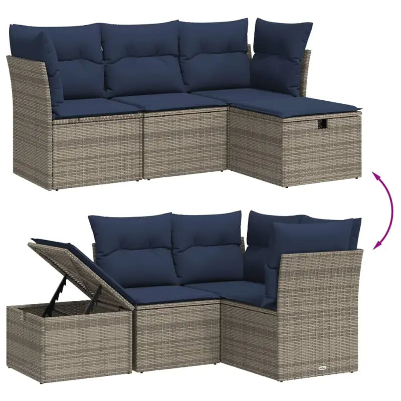 Loungetuinset van grijs materiaal met gepoedercoat staal afmetingen - Tuinsets