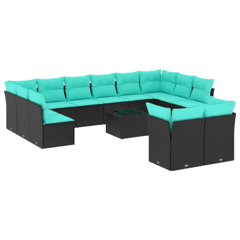 Loungetuinset van poly rattan en gepoedercoat staal in zwart materiaal - Tuinsets
