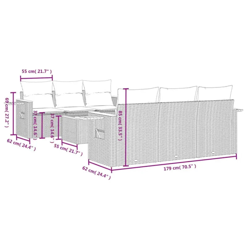 Loungetuinset van poly rattan en gepoedercoat staal in zwart materiaal - Tuinsets