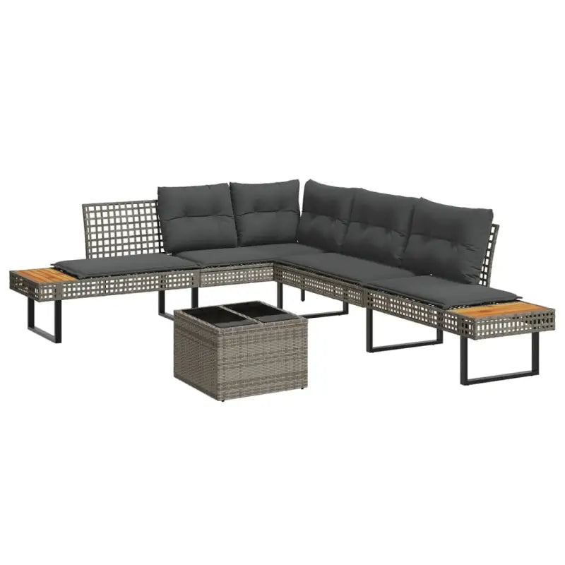 Loungetuinset van poly rattan met gepoedercoat staal voor gemakkelijk schoon genieten - Tuinsets