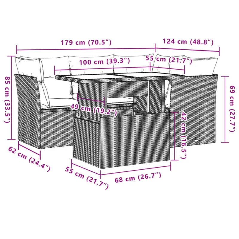Loungetuinset van zwart gepoedercoat staal met comfortabele afmetingen - Tuinsets