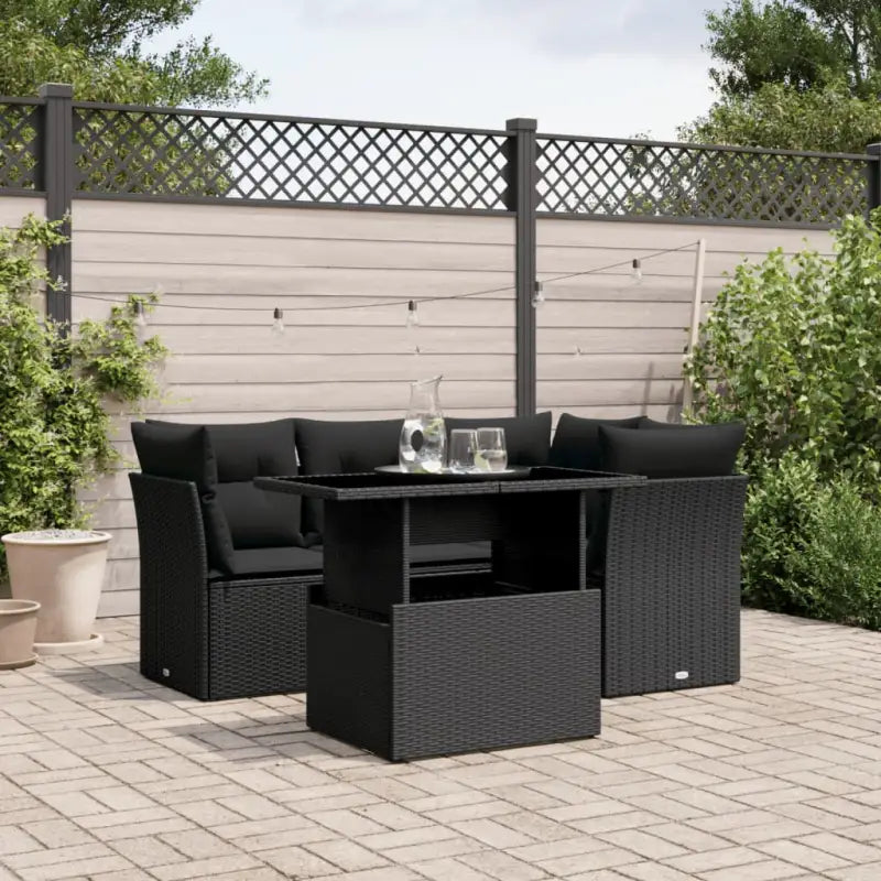 Loungetuinset van zwart gepoedercoat staal met comfortabele afmetingen - Zwart / zonder opbergruimte - Tuinsets