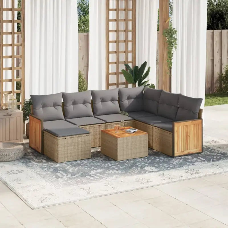 Loungetuinset van zwart gepoedercoat staal voor buitenplezier - Beige en grijs / Met tafel - Tuinsets