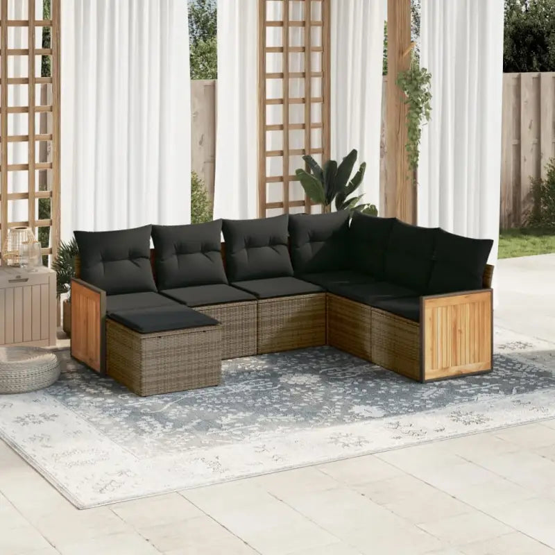 Loungetuinset van zwart gepoedercoat staal voor buitenplezier - Grijs / Zonder tafel - Tuinsets