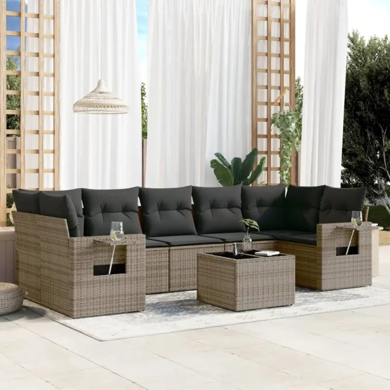 Loungetuinset van zwart gepoedercoat staal voor comfortabel buiten genieten - Grijs - Tuinsets