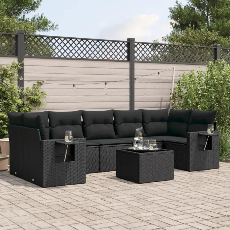 Loungetuinset van zwart gepoedercoat staal voor comfortabel buiten genieten - Zwart - Tuinsets