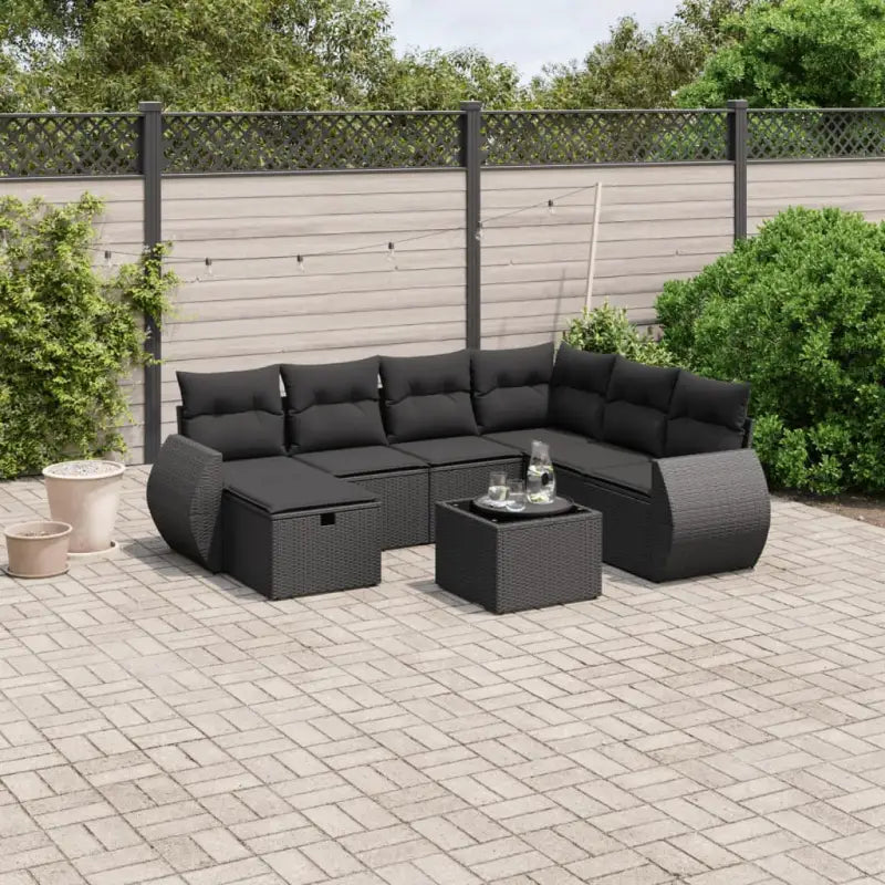 Loungetuinset van zwart materiaal en gepoedercoat staal met afmetingen - Tuinsets
