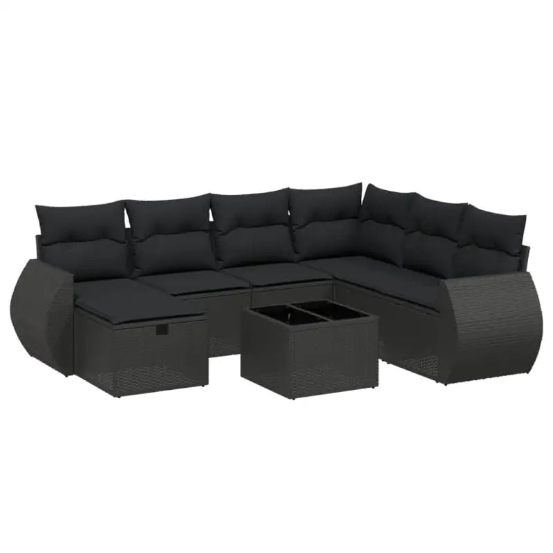 Loungetuinset van zwart materiaal en gepoedercoat staal met afmetingen - Tuinsets