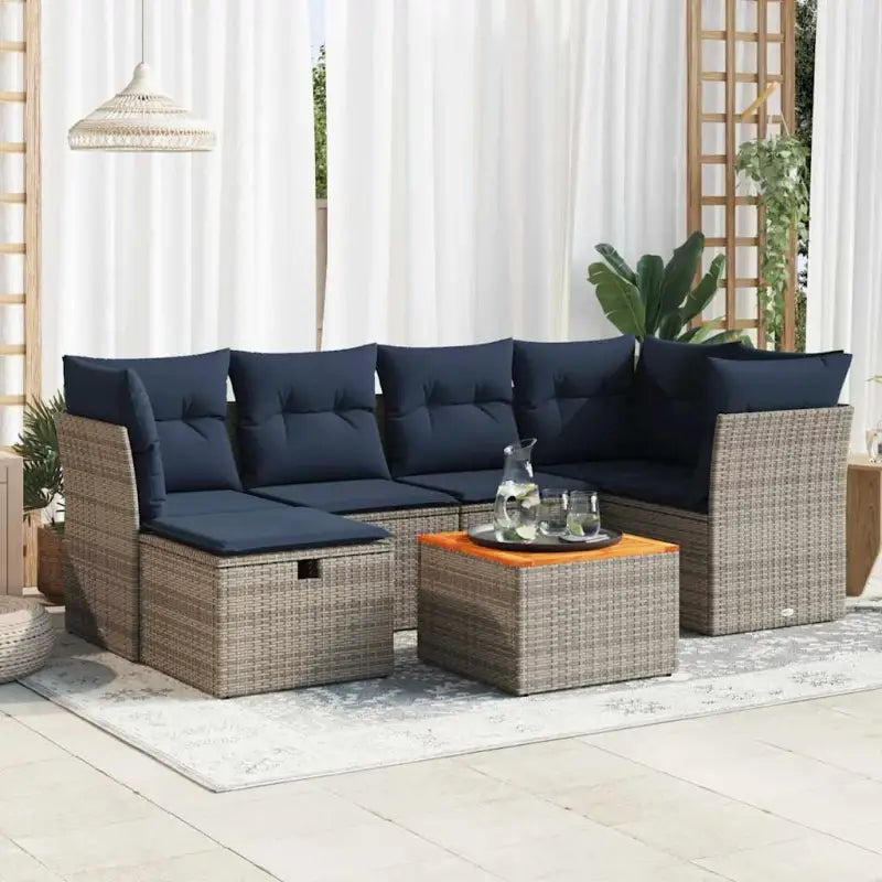 Loungetuinset van zwart materiaal en gepoedercoat staal met afmetingen - Grijs / met opbergruimte - Tuinsets