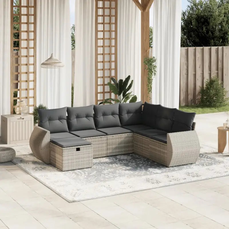 Loungetuinset van zwart materiaal en gepoedercoat staal met afmetingen - Lichtgrijs / Zonder tafel - Tuinsets