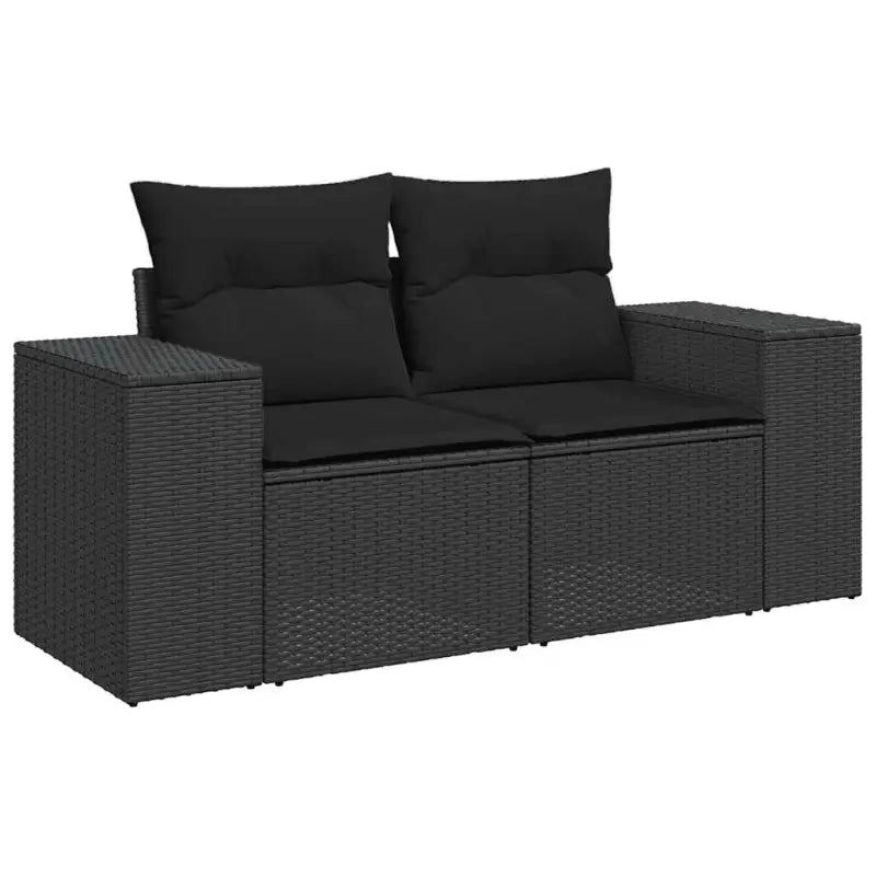 Loungetuinset van zwart materiaal en gepoedercoat staal afmetingen - Tuinsets