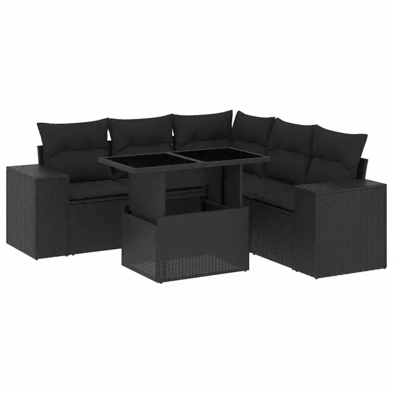 Loungetuinset van zwart materiaal en gepoedercoat staal afmetingen - Tuinsets