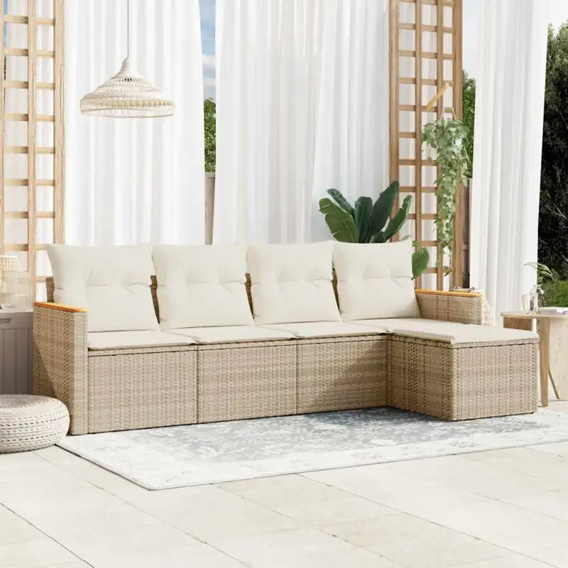 Loungetuinset van zwart materiaal en gepoedercoat staal met ideale afmetingen - Beige / Zonder tafel - Tuinsets