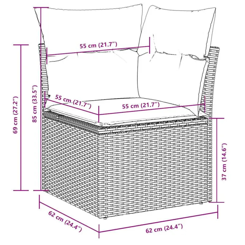 Loungetuinset van zwart materiaal en gepoedercoat staal met ruime afmetingen - Tuinsets