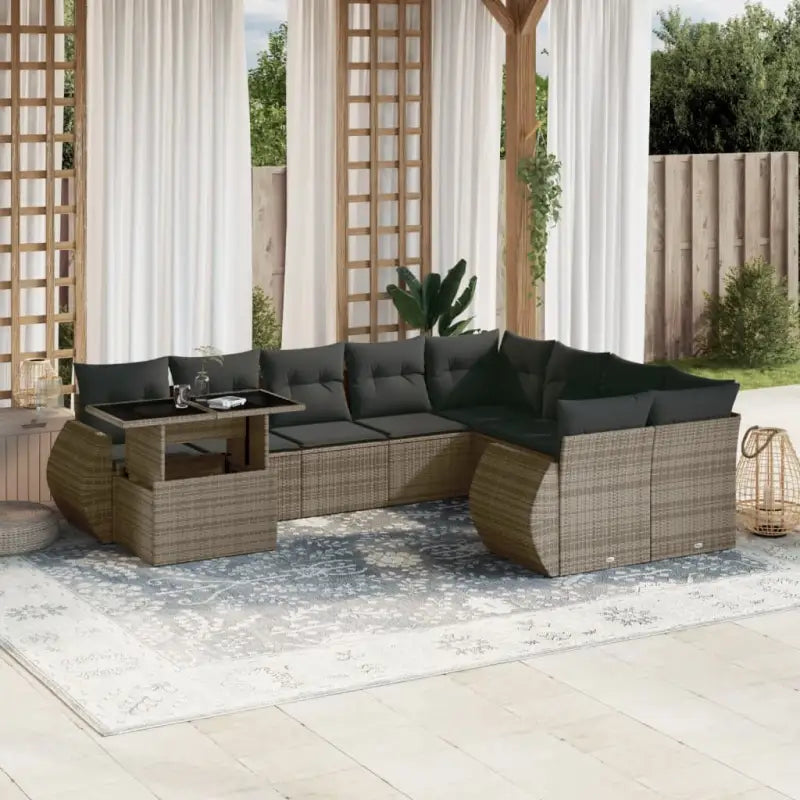 Loungetuinset van zwart materiaal en gepoedercoat staal met ruime afmetingen - Grijs - Tuinsets