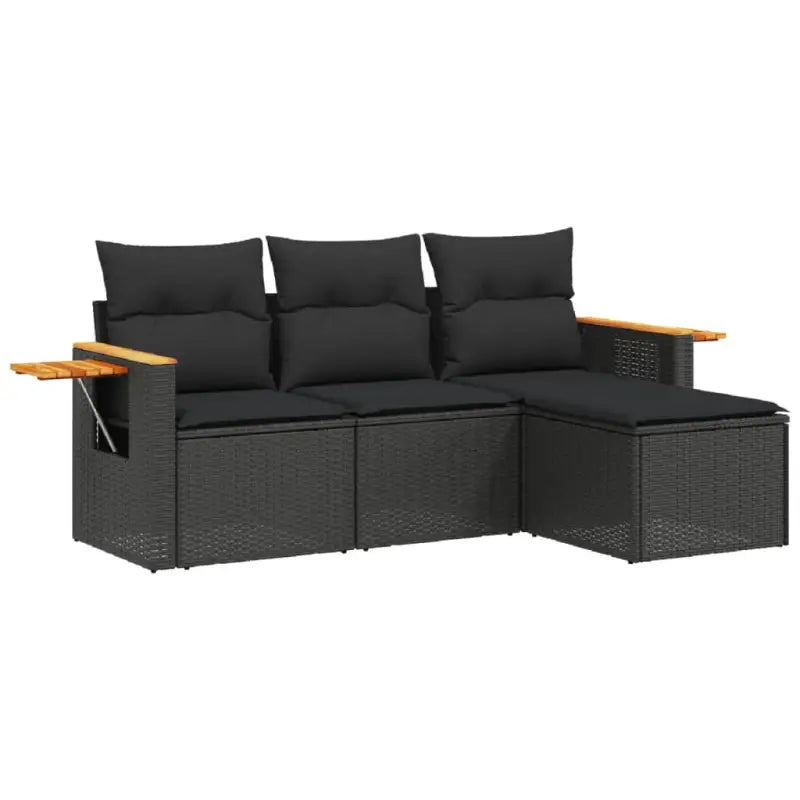 Loungetuinset van zwart materiaal en gepoedercoat staal met ruime afmetingen - Tuinsets