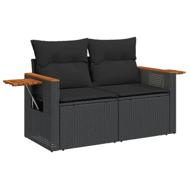 Loungetuinset van zwart materiaal en gepoedercoat staal met ruime afmetingen - Tuinsets