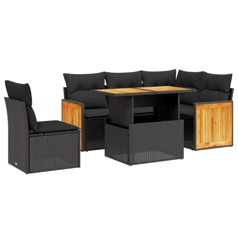 Loungetuinset van zwart materiaal en gepoedercoat staal - Tuinsets