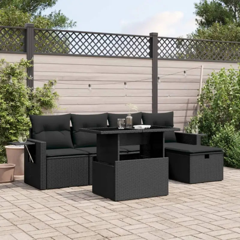Loungetuinset van zwart materiaal met gepoedercoat staal afmetingen - Zwart / zonder opbergruimte - Tuinsets