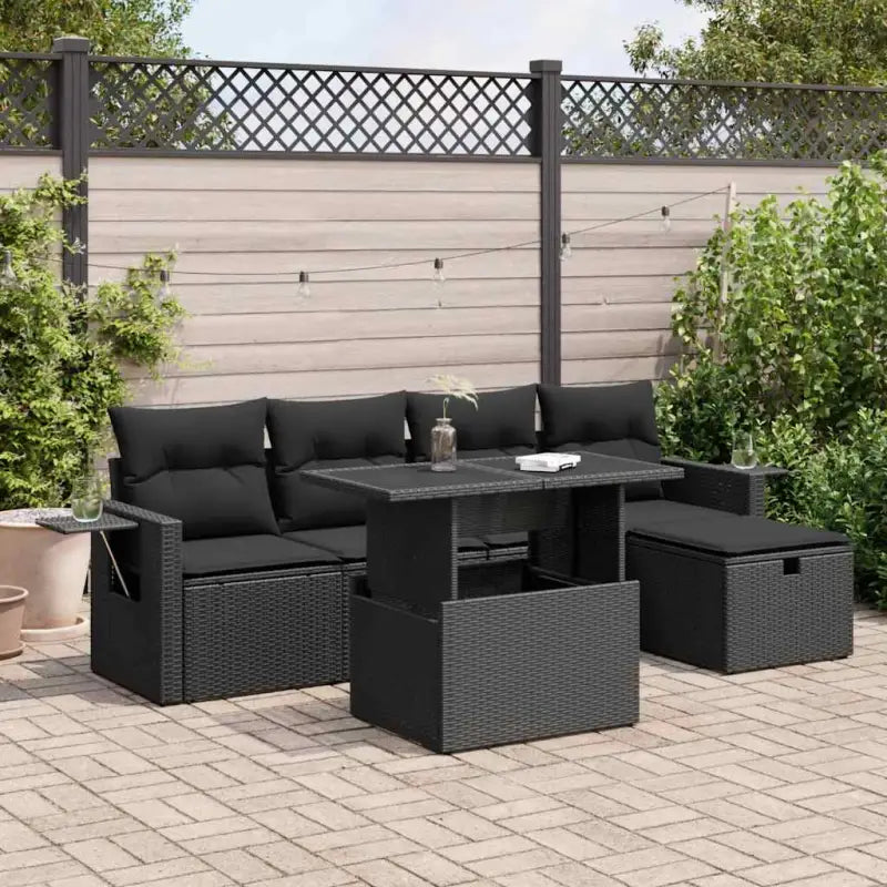 Loungetuinset van zwart materiaal met gepoedercoat staal afmetingen - Zwart / met opbergruimte - Tuinsets