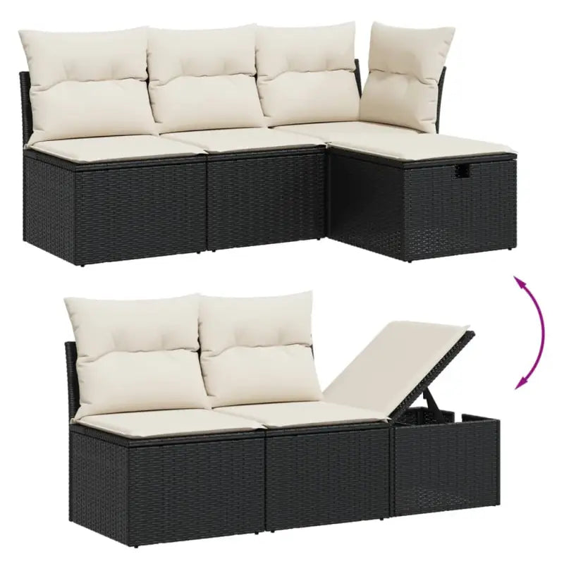 Loungetuinset van zwart materiaal met gepoedercoat staal afmetingen - Tuinsets