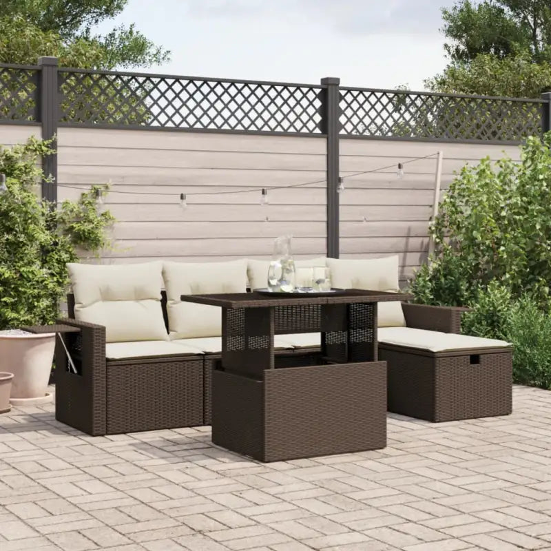 Loungetuinset van zwart materiaal met gepoedercoat staal afmetingen - Bruin en crème / zonder opbergruimte - Tuinsets