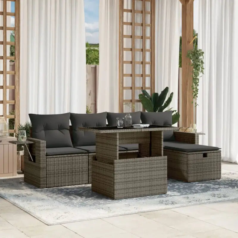 Loungetuinset van zwart materiaal met gepoedercoat staal afmetingen - Grijs / zonder opbergruimte - Tuinsets