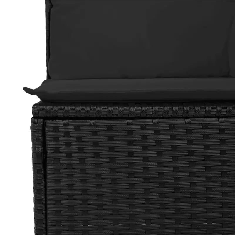 Loungevuurset in zwart materiaal met poly rattan en gepoedercoat staal - Tuinsets