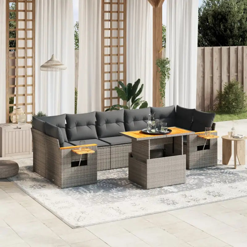 Loungezaal in grijs materiaal met gepoedercoat staal en comfortabele afmetingen - Grijs / zonder opbergruimte - Tuinsets