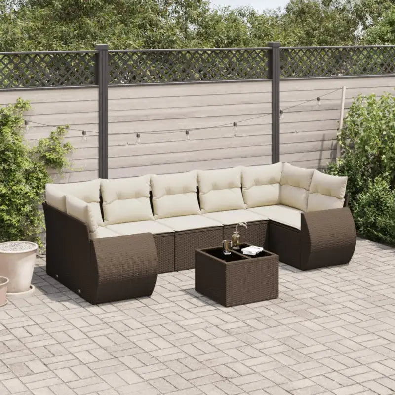 Loungezetel met beige materiaal en gepoedercoat staal afmetingen - Bruin en crème - Tuinsets