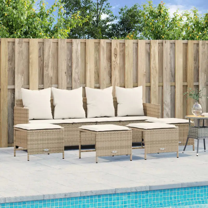 Loungezets in poly rattan met verstelbare posities en gepoedercoat staal - beige en crèmekleurig / zonder luifel