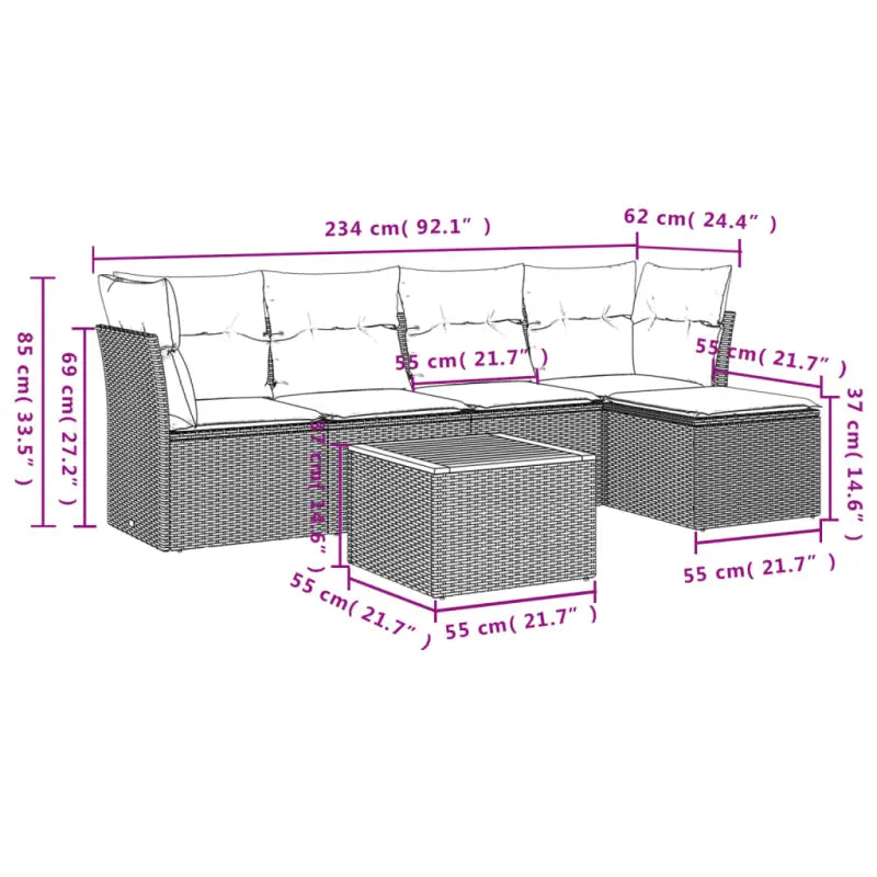 Loungezets voor tuin van zwart materiaal met gepoedercoat staal - Tuinsets