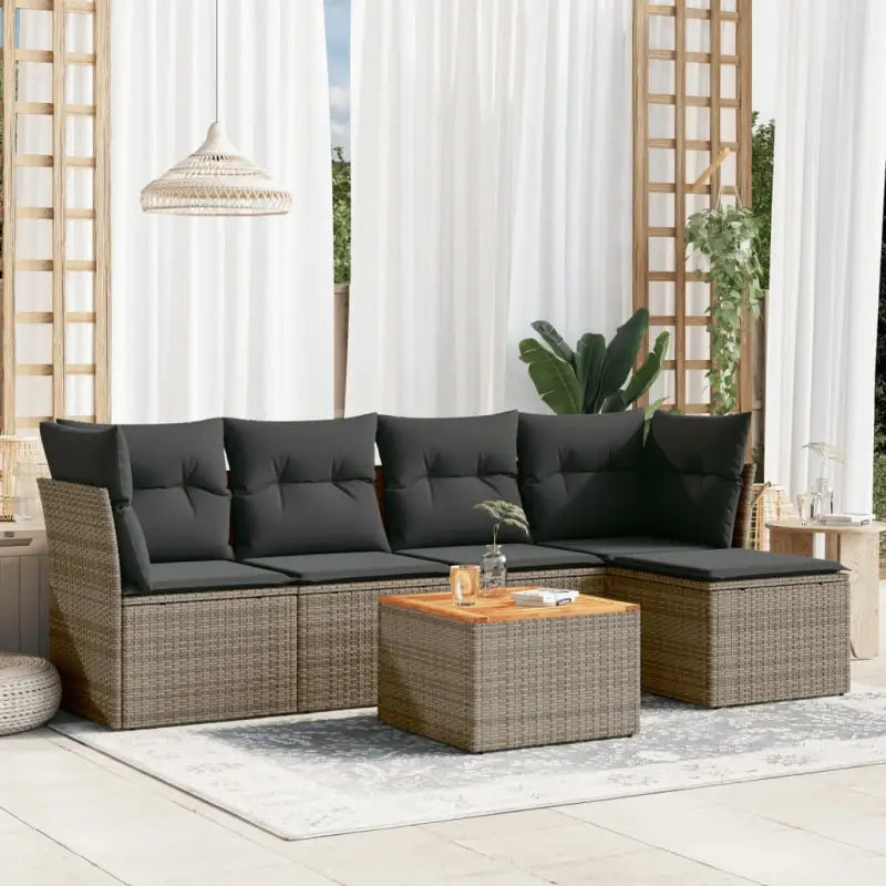 Loungezets voor tuin van zwart materiaal met gepoedercoat staal - Grijs - Tuinsets