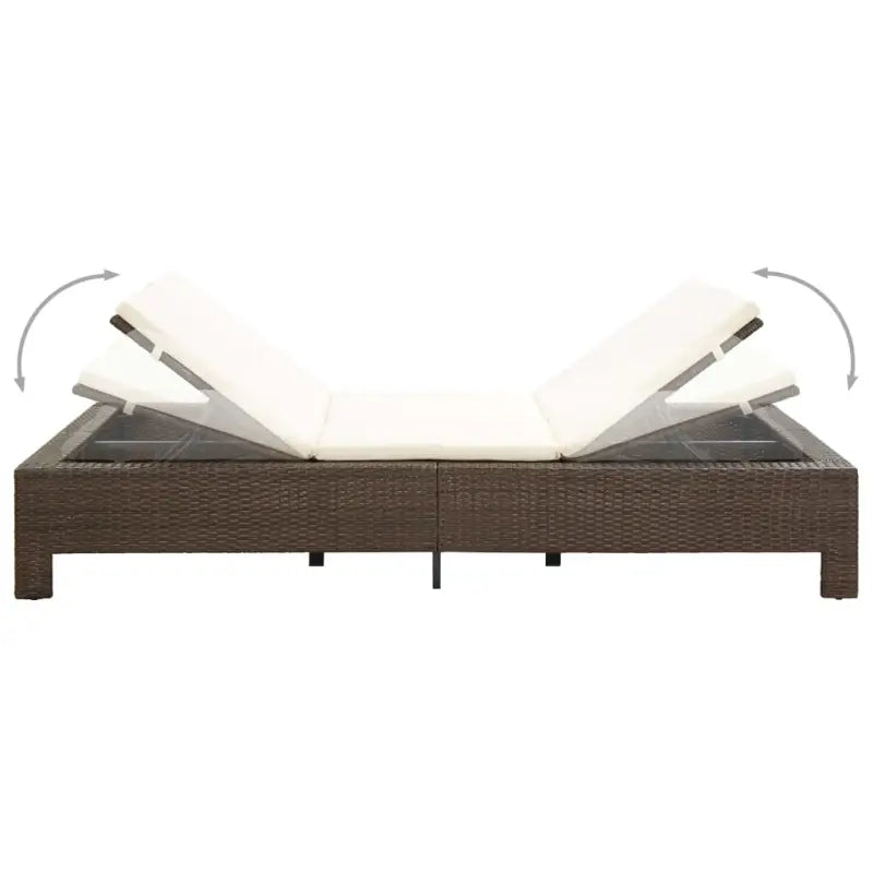 Luxe 2-persoons ligbed met poly rattan en gepoedercoat stalen frame - Tuinbedden