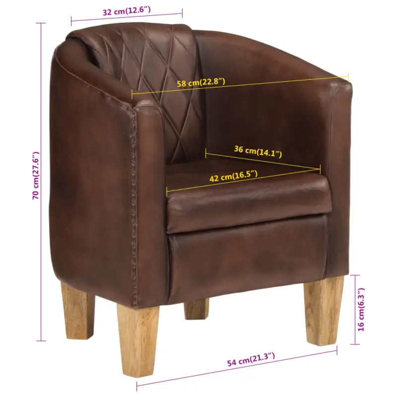 Luxe fauteuil van echt leer en massief mangohout voor ontspanning - Fauteuils & Relaxfauteuils