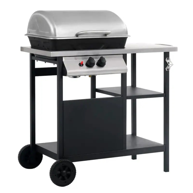 Luxe gasbarbecue met zijtafeltje voor gezellige tuinfeesten - Zwart en zilver - Barbecues