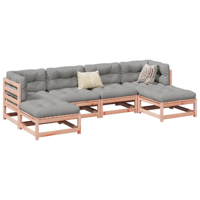 Luxe loungeset van massief grenenhout met modulair ontwerp voor comfortabel buitenplezier - Natuurlijk douglashout