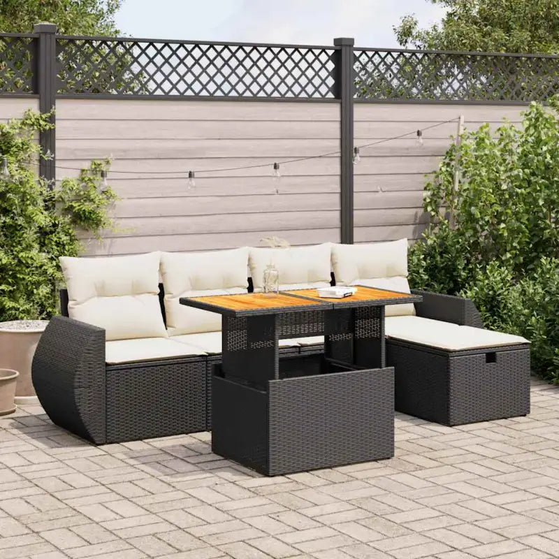 Luxe tuinkussen Set in zwart materiaal met gepoedercoat staal - Zwart en crème / met opbergruimte - Tuinsets