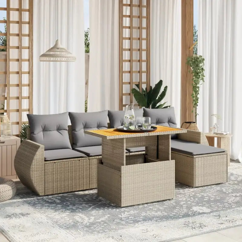 Luxe tuinkussen Set in zwart materiaal met gepoedercoat staal - Beige en grijs / zonder opbergruimte - Tuinsets