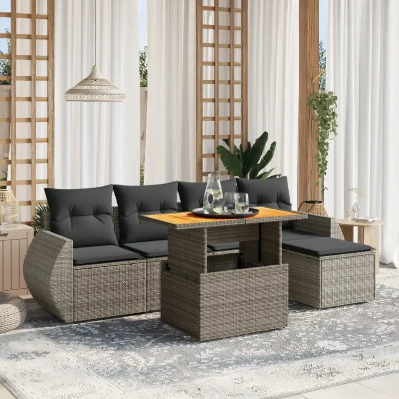 Luxe tuinkussen Set in zwart materiaal met gepoedercoat staal - Grijs / zonder opbergruimte - Tuinsets