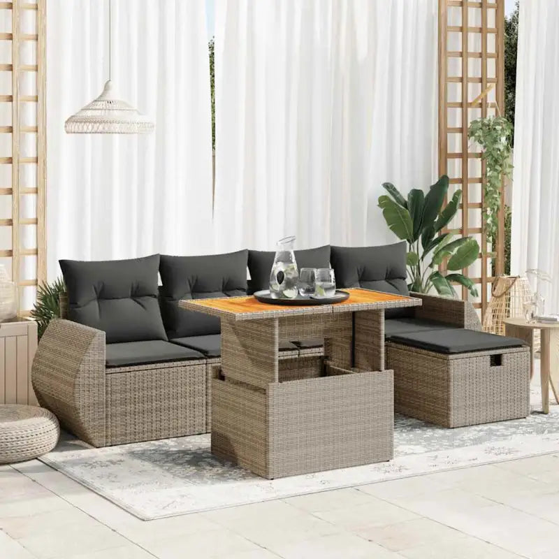 Luxe tuinkussen Set in zwart materiaal met gepoedercoat staal - Grijs / met opbergruimte - Tuinsets
