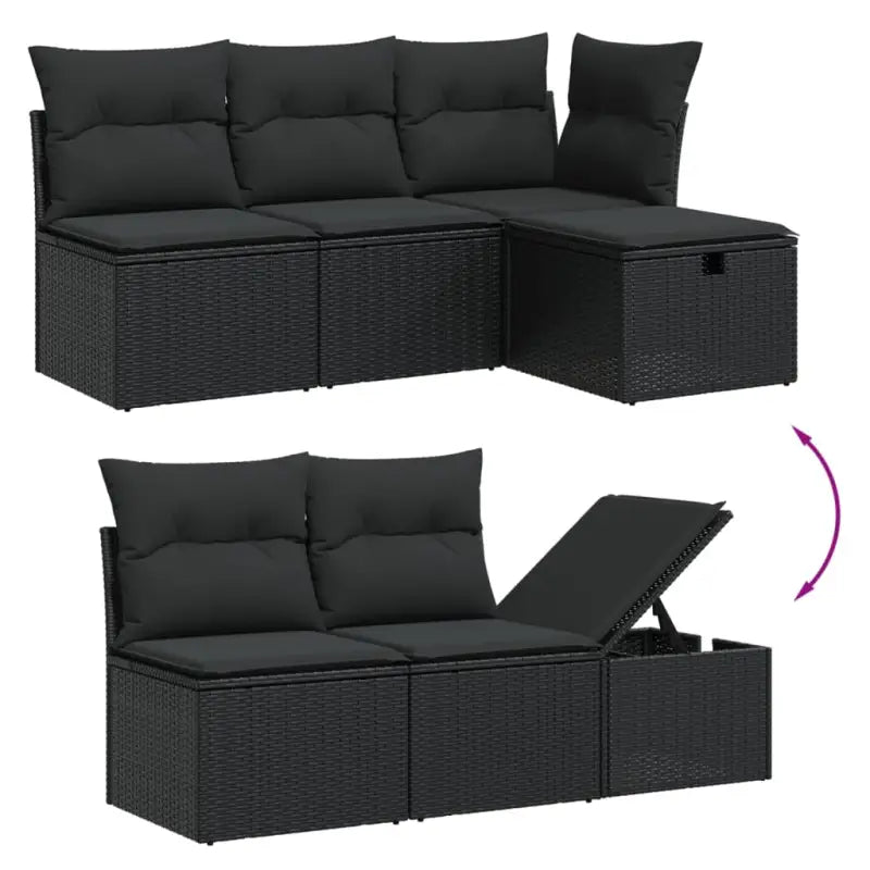 Luxe tuinkussen Set in zwart materiaal met gepoedercoat staal - Tuinsets