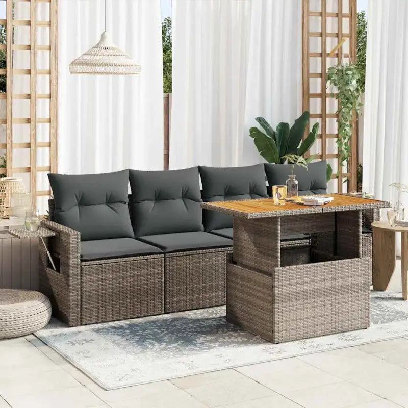 Luxe tuinset met grijs materiaal en gepoedercoat staal voor buitenplezier - Grijs / met opbergruimte - Tuinsets